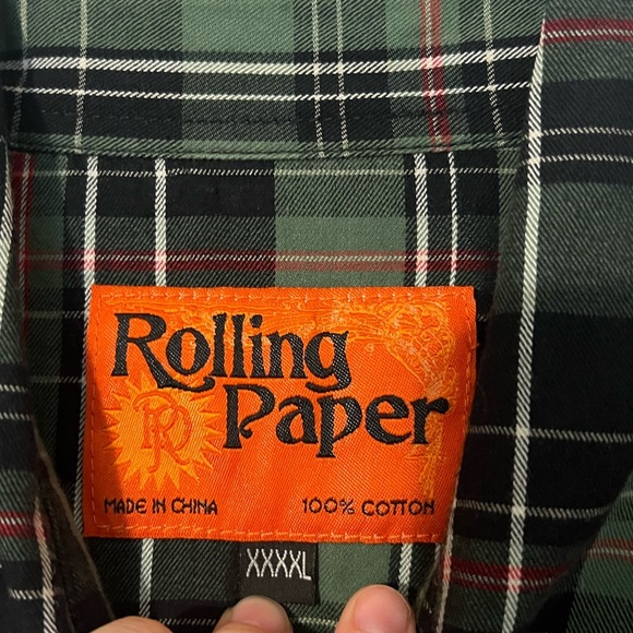 Rolling Paper with Patches Green Plaid Button Up Long Sleeve Shirt - Picture 7 of 11